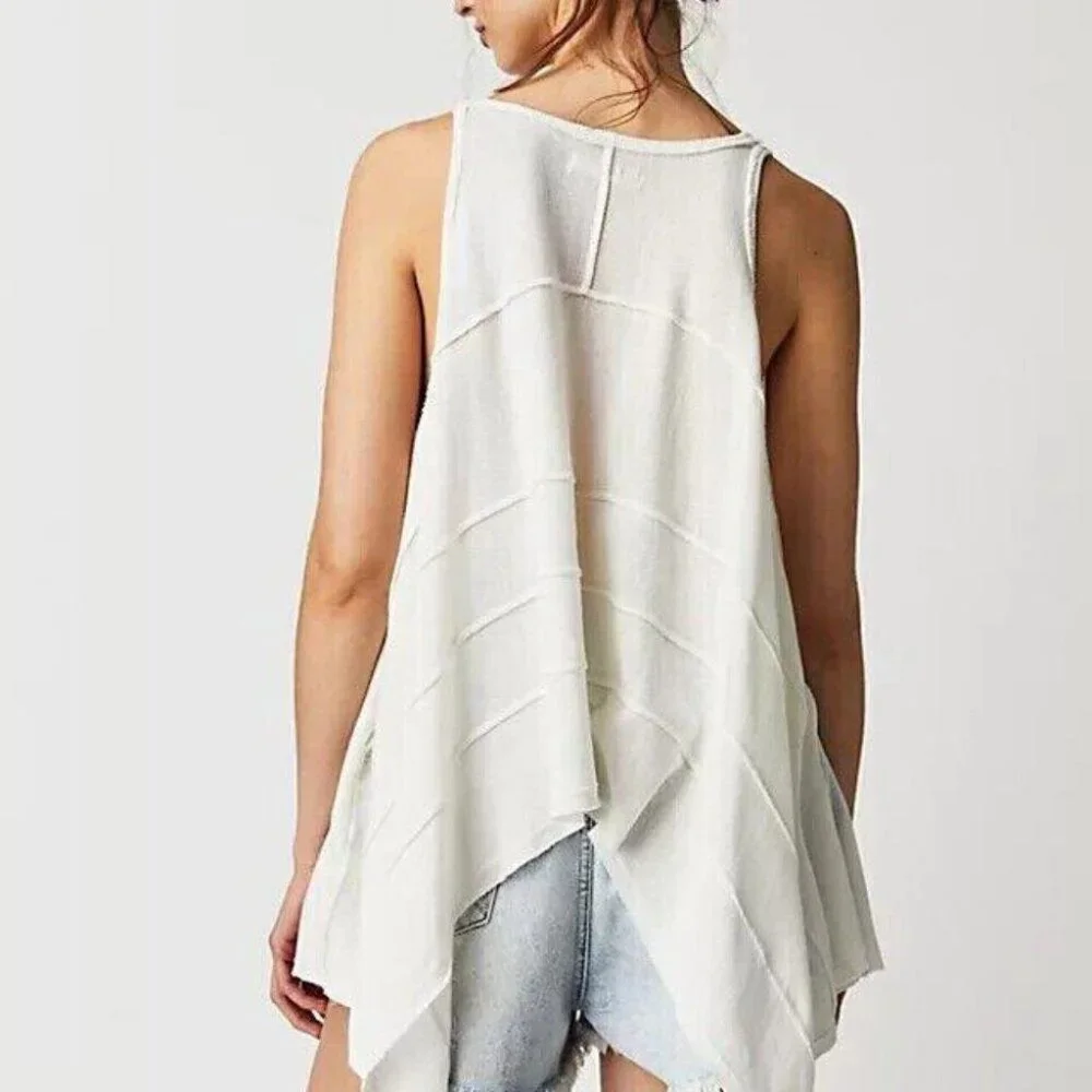 Free People We The Free Zelena Tank Blouse Top Hi Low Cotton Oversized S